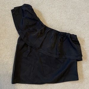 Only Other Memory One Shoulder Black Blouse